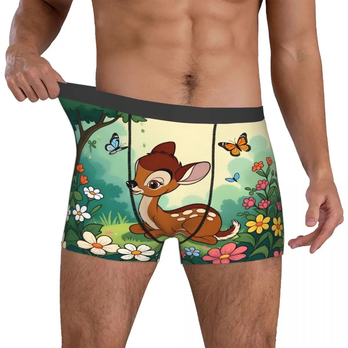 

Забавные мужские трусы-боксеры с принтом Бэмби, эластичные трусы-брифы с Бэмби, нижнее белье