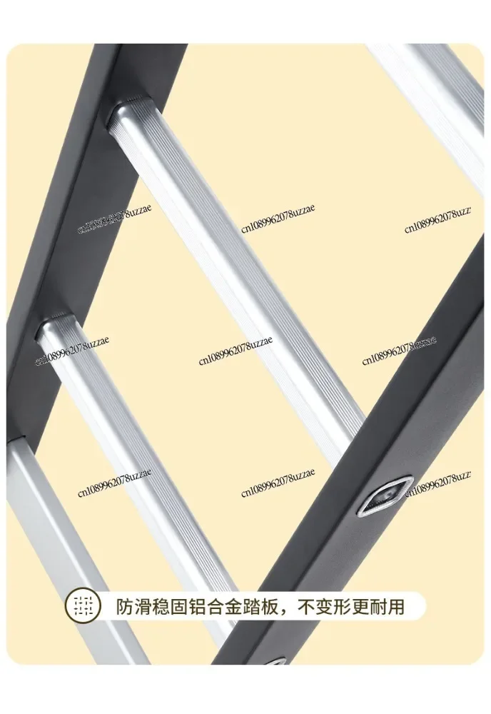 Thickened Iron Aluminum Folding Ladder Four Fold Telescopic Straight Ladder With Double Side Joints