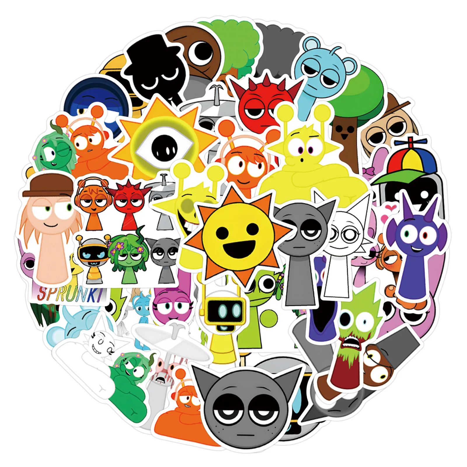 55PCS Cartoon Incredibox Sprunki Sticker Creative Funny Graffiti DIY Scrapbook Laptop Skateboard Helmet Decal Student Stickers