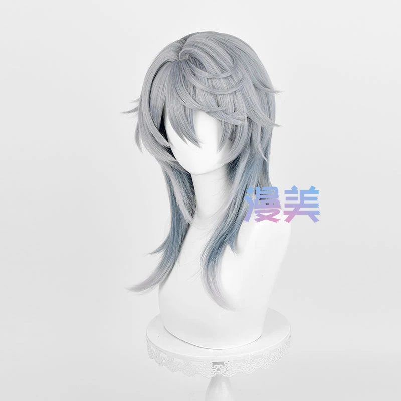 HSR Sunday Cosplay parrucca 52cm grigio blu parrucca sfumata Cosplay Anime parrucche Cosplay capelli sintetici resistenti al calore