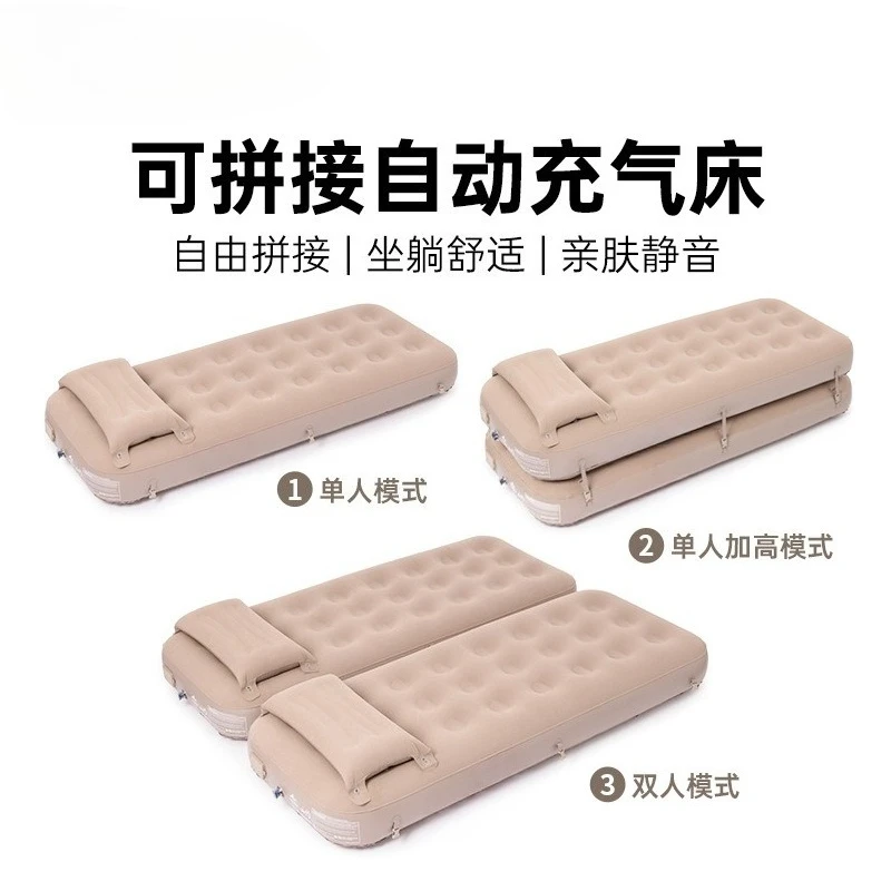 Single Size Automatic Inflatable Bed Waterproof PVC Camping Sleeping Mattress with Built-in Pump