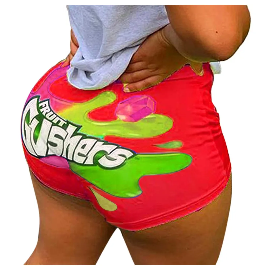 Fruit Gushert Print Women Yoga Shorts Push Up Butt Lift Mini Hot Short Pants Booty Shorts Gym Clothes Sexy Sports Workout Pants