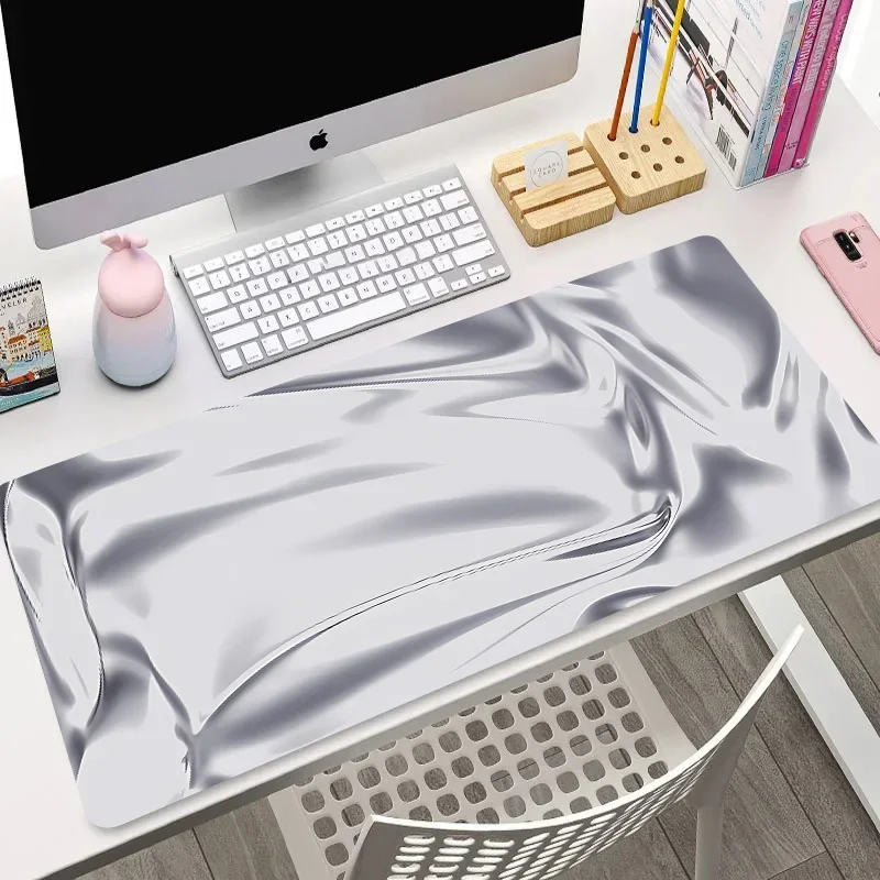 

Abstract Silver liquid Mouse Pad 90x40 Desk Mat Gaming Mouse Pad Rubber Large Keyboard Mousepad XXL Room Decoration Accessories