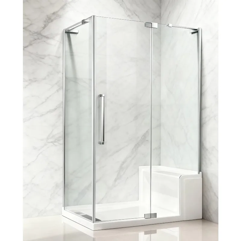 Customization New Cheap Price Modern Frameless Outdoor Steam Shower Room with Seat and Tempered Glass Sliding Doors