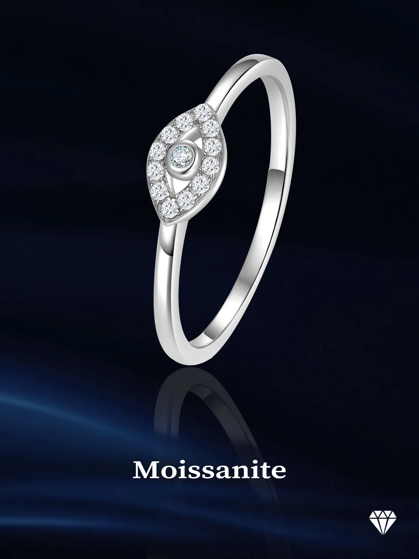 Fashionable White Gold Plated 925 Sterling Silver Moissanite Ring Lucky Evil Eye Moissanite Diamond Women Luxury Wedding Rings