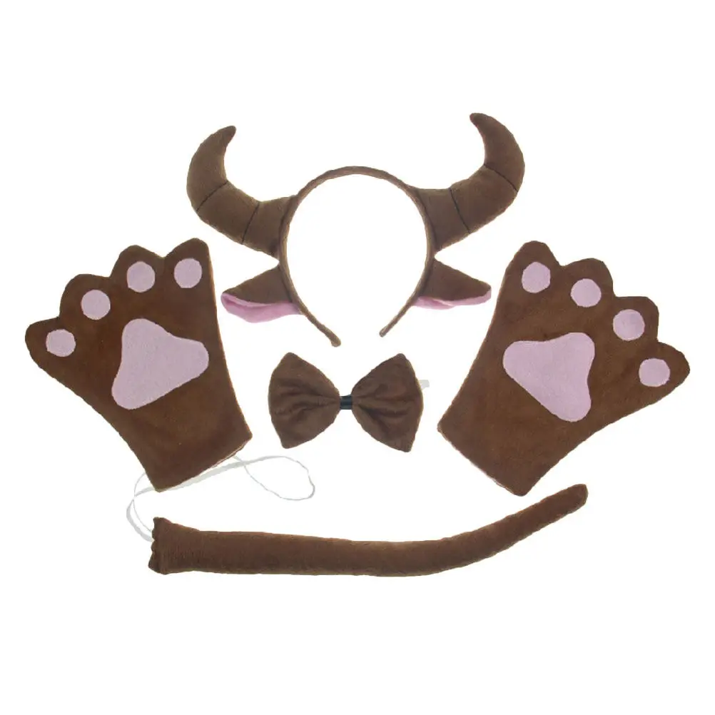 1Set Animal Headband Costume with Exquisite Shape Ears Tail Design Best for Halloween Easter New Year Cosplay Supplies Party