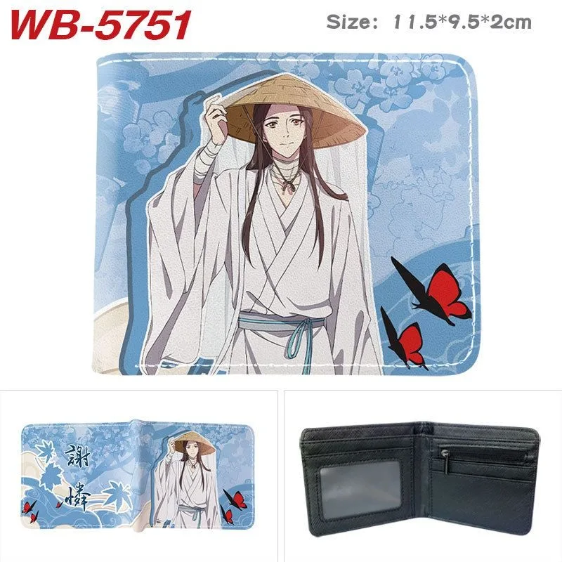 

Chinese style Heaven officials blessing Vegan Leather Wallet for Girl Bifold RFID Blocking Mini Purse Short Money Clip Zipper