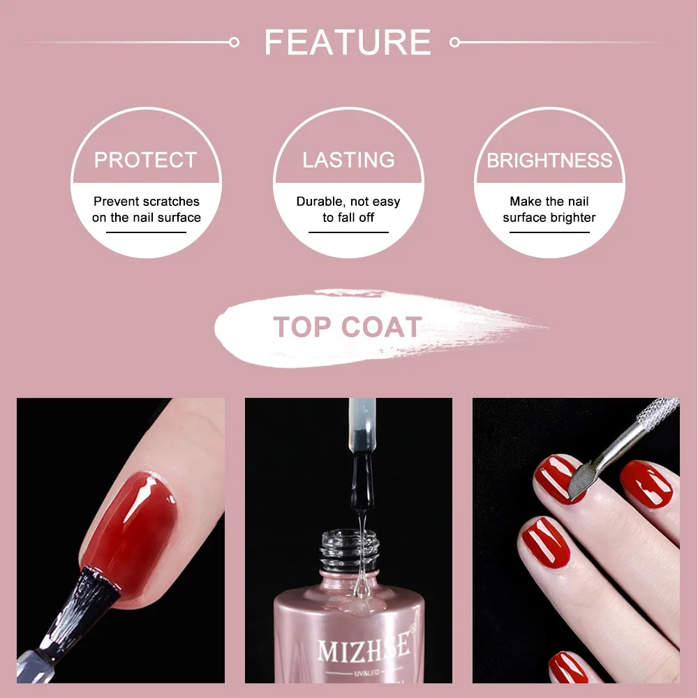 MIZHSE 18ML Super Top Coat No Wipe UV LED Gel Polish Sealer Sealing Shining Clear Gel Diamond Top Coat Soak Off Functional Gel