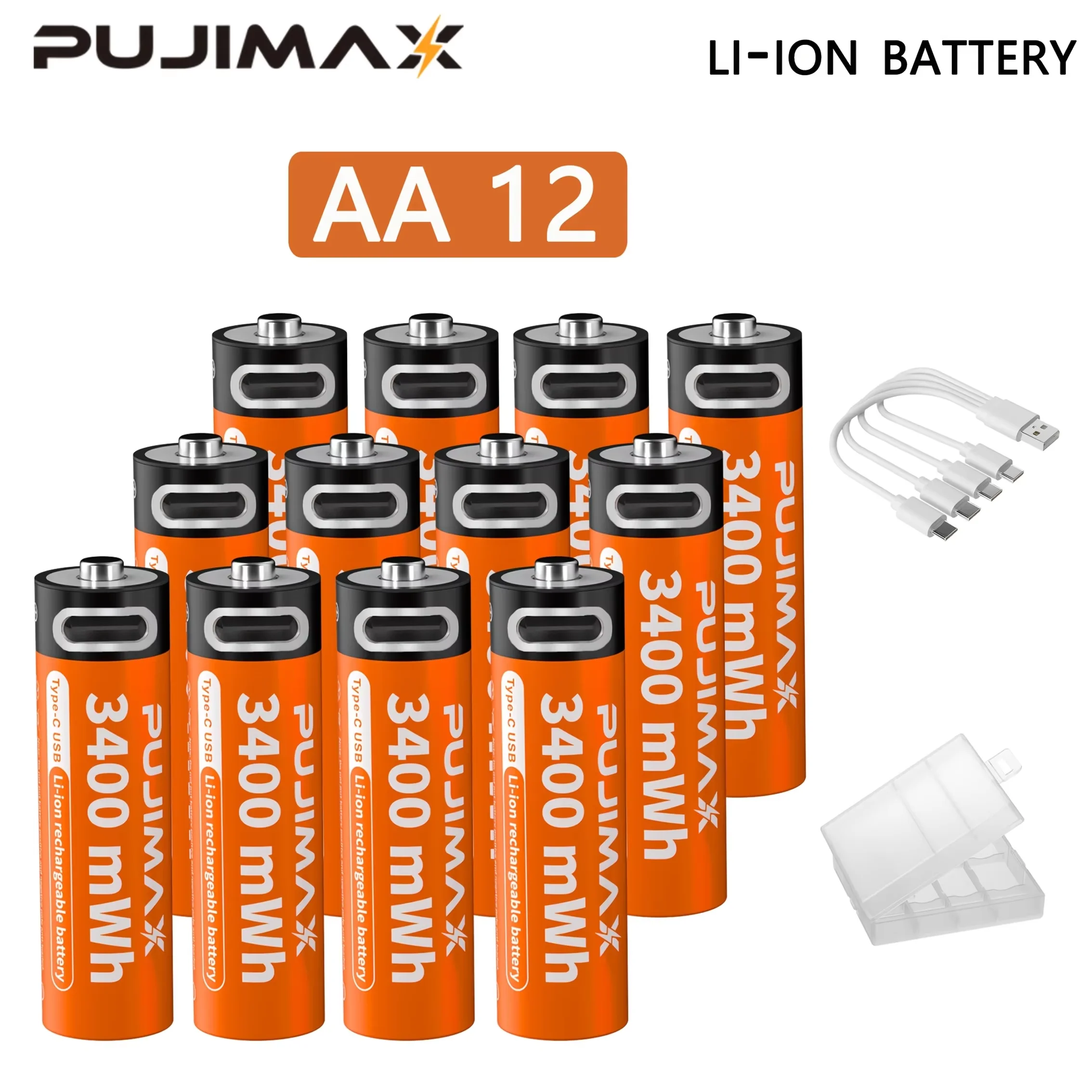 PUJIMAX AA 1.5 فولت 3400mWh أعلى قدرة بطارية قابلة للشحن USB نوع-C بطارية ليثيوم أيون للتحكم عن بعد قفل الباب الذكي اللعب #1