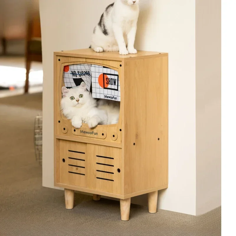 Hot sales Human and Cat Shared Nest, Bedside Table, Double layered Furniture, Wooden House