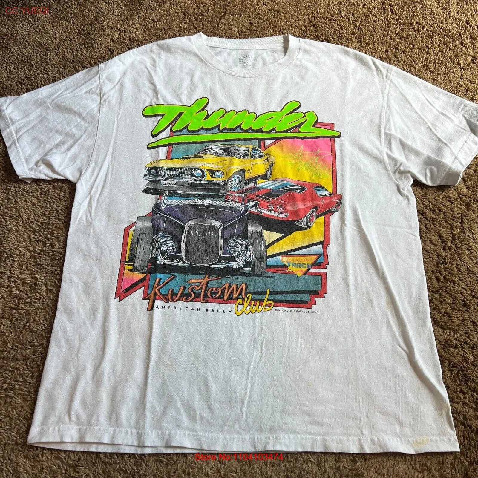 John Galt Racing Shirt Mens One Size White Kustom Club American Rally Muscle Car