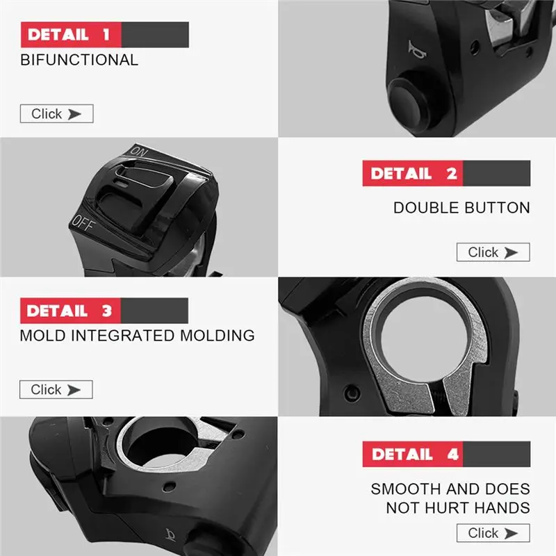 ●DK240 Electric Bike Horn Switch Electric Bike Scooter Headlight Switch Signals Horn ON/OFF Button-A57M