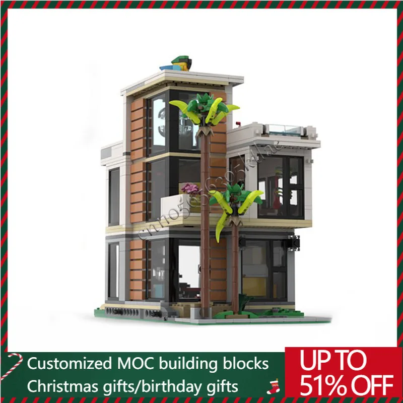 

962 PCS MOC Creative City Street View Modular Half Base Modern House Model Architecture Building Block Children Bricks Toy Gift