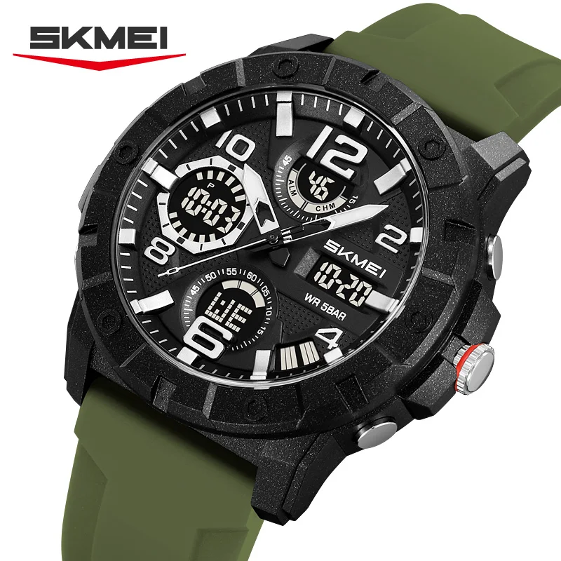 

SKMEI модные спортивные водонепроницаемые цифровые электронные часы со светодиодной подсветкой, кварцевые часы для мужчин, 2 раза, наручные часы с будильником, Reloj Hombre