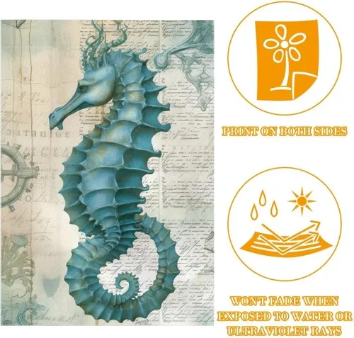 Nautical Seahorse Ocean Garden Flag Vertical Double Sided Farmhouse, 12x18 XXQ