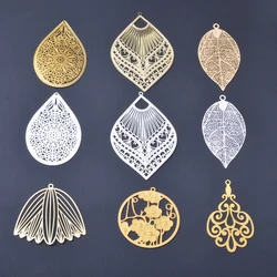 6pcs brass Fan-shape charm leaves Pendant DIY Jewerly Making Accesories