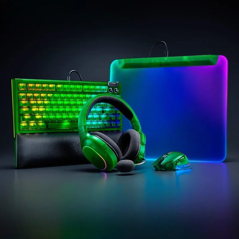 Phantom Green Computer Gaming Mouse Keyboard Headset Set