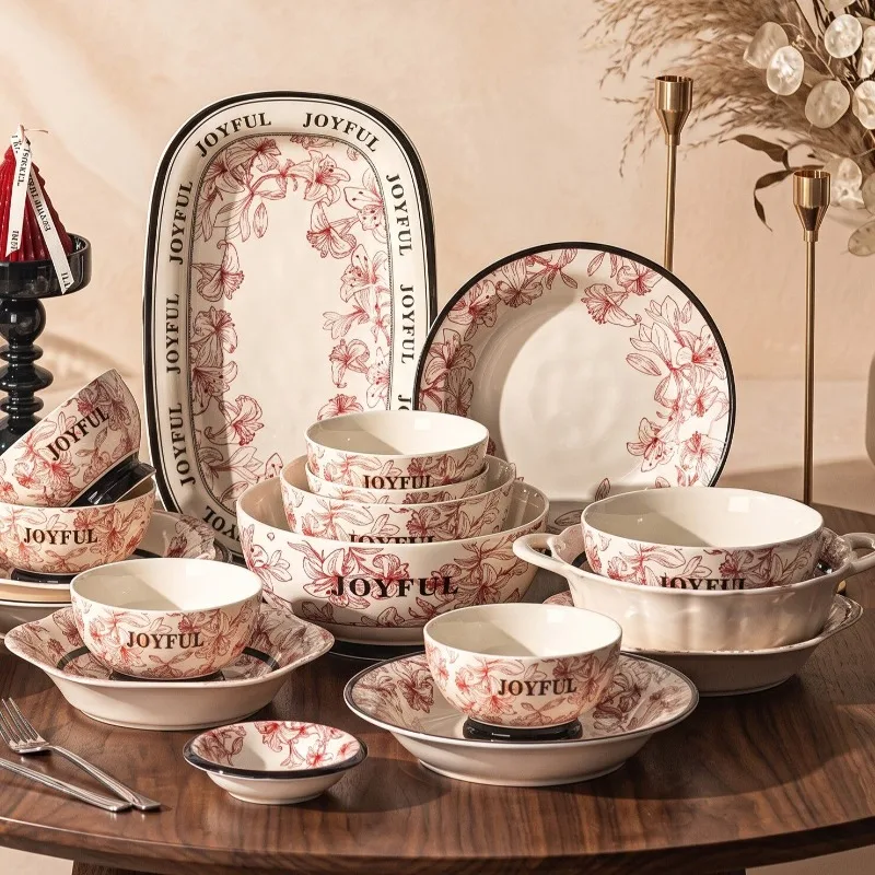 Modern Aesthetic Dinner Sets Full Set Unique Elegant Designer Dinnerware Sets Luxury Christmas Keramik Geschirr Set Dinnerware