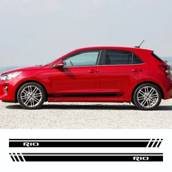 2PCS Car Door Side Skirt Stripe Sticker Reflective Durable Racing Sport Vinyl Decals Decoration Accessories For Kia Rio 4 5 LX S