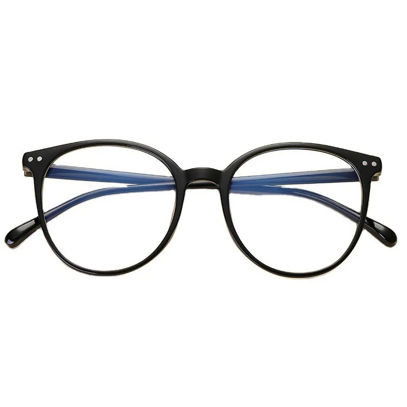 Round Anti-Blue Light Glasses Large Square Frame Computer Gaming Eye Protection Fashion Classic Retro Plain Glass Spectacles