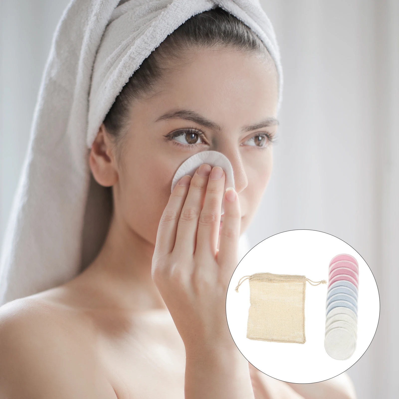 13 個メイク落としパッド竹繊維ソフト快適な肌に優しい洗顔再利用可能なパッドアクセサリー