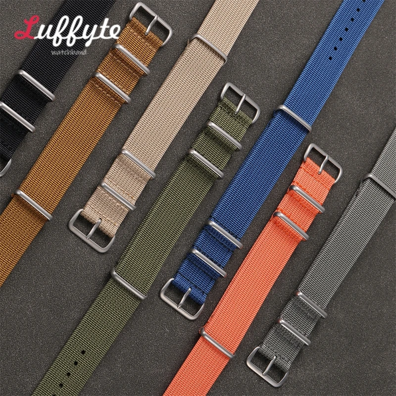 Ribbed Nylon Watchband Nylon Watch Strap 18mm 20mm 22mm Watchband Accessories for Military Watch Band Bracelets