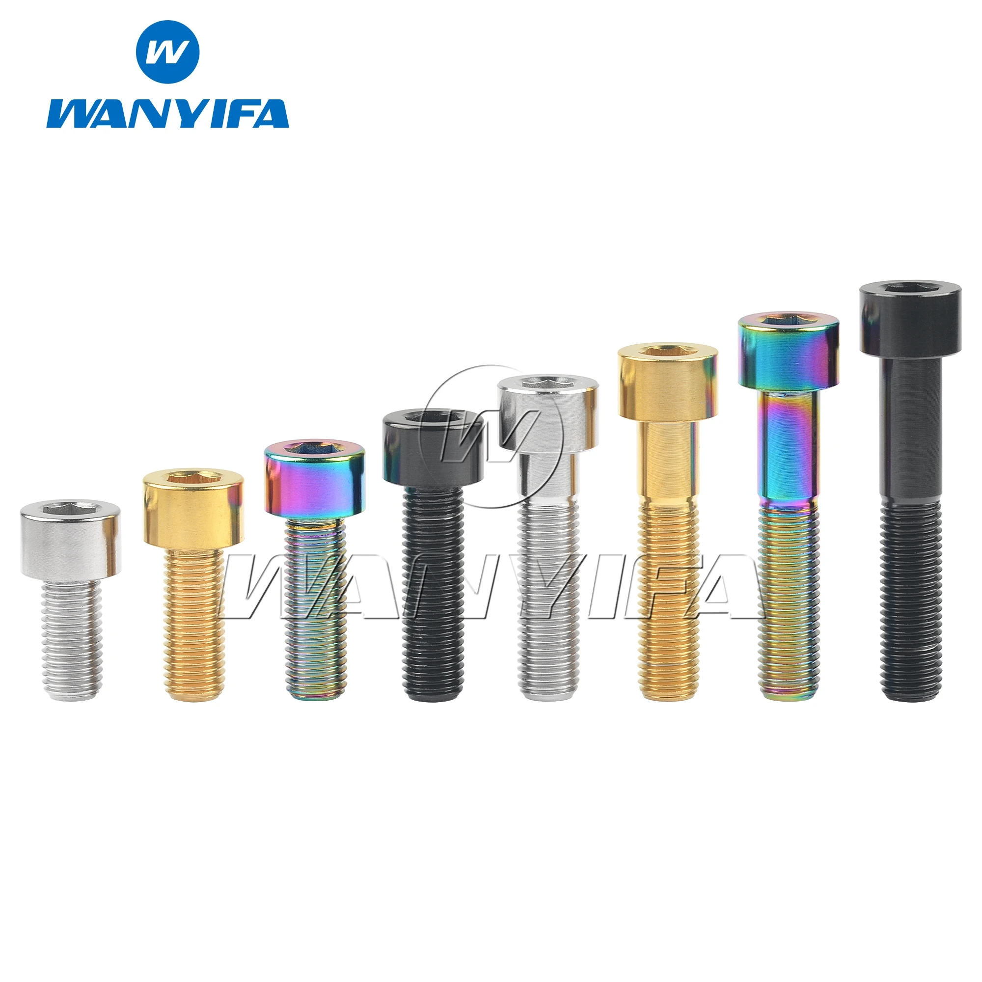 Wanyifa Titanium Bolt DIN912 M10x20/25/30/35/40/45/50/55/60mm 1.25mm Socket Cap Allen Head Square Screw for Motorcycle Car Bike