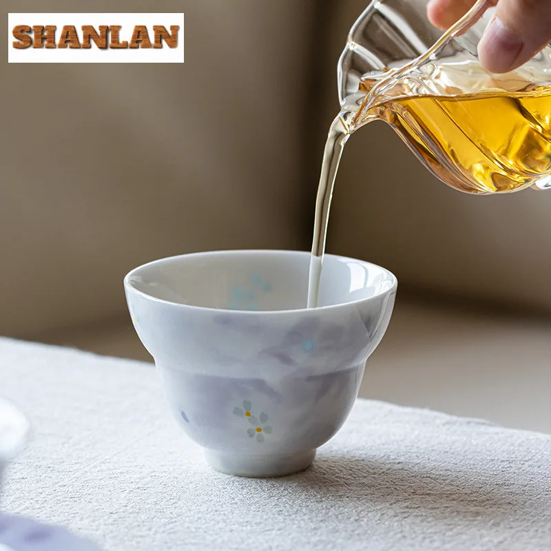 2 قطعة/الوحدة رسمت باليد الزهور مخرمة فنجان الشاي زن وعاء الشاي إبريق الماء الشاي تذوق كوب شخصي Jianzhan ماستر أكواب للشاي 85 مللي
