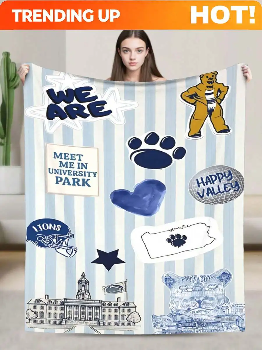 Customize Penn Merch State Throw Blanket Warm Blankets Breathable Air Conditioner Blanket For Car Classic Outdoor Blankets For P