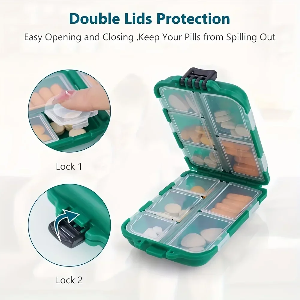 Double Layer Protective Medicine Box. Multi Compartment Portable Medicine Box, Travel Storage Box, Leak Proof
