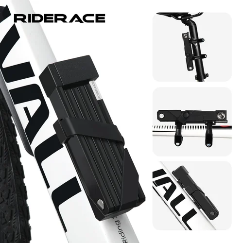 Imagen 1 del producto RIDERACE-cerradura plegable para bicicleta, portátil, antirrobo, de alta seguridad, para bicicleta de montaña, Scooter, bicicleta eléctrica, candados de cadena para Ciclismo de Carretera