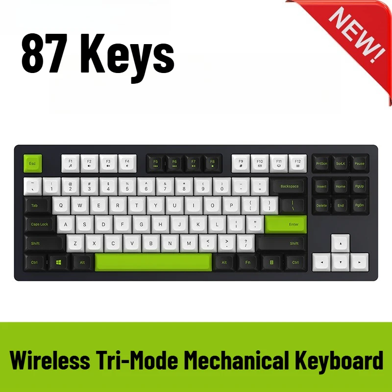 Wireless Tri-Mode Mechanical Keyboard 87 Keys Metal Panel RGB Shimmer Switch Gaming E-Sports Wireless Keyboard