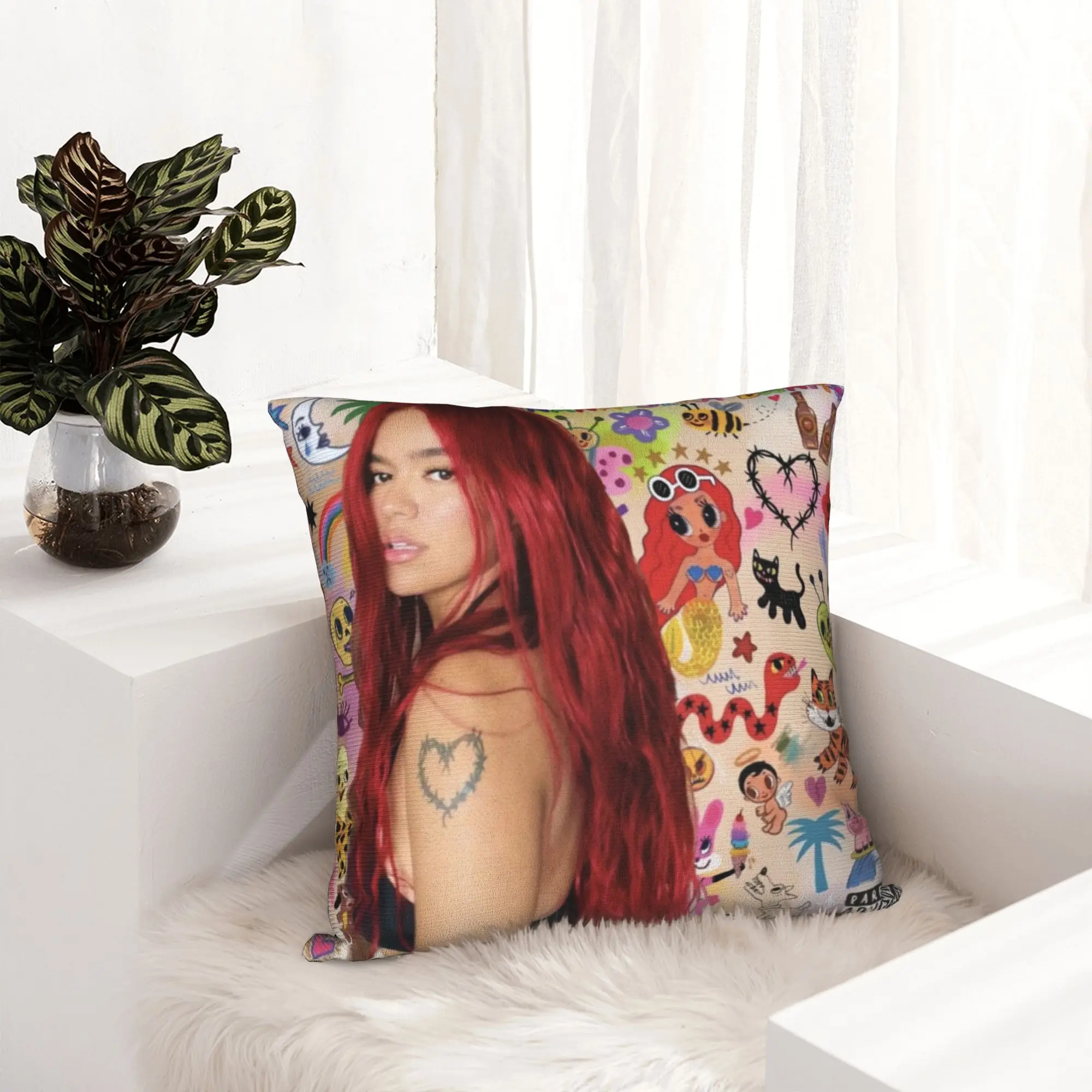 Karol G Manana Sera Bonito Pillowcase Soft Polyester Cushion Cover Decor Music Pillow Case Cover Home Square 45*45cm