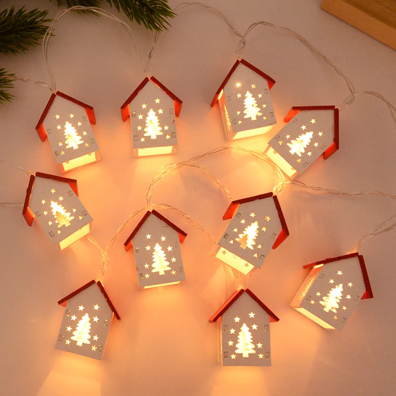 1.5M 10LED Christmas Light String Small House Shape Light Glow In The Dark Christmas Party Decorations Xmas Home Decor Navidad