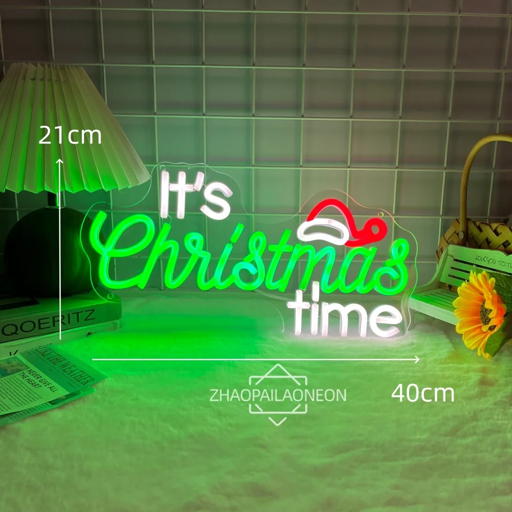 It's Christmas Time Led Light Neon Sign Merry Christmas Decor USB Christmas Led Sign Home Bedroom Party Bar Shop Room Decor