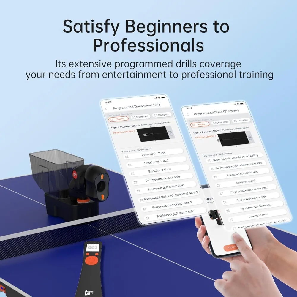 Machine de Ping-Pong Portable, contrôle par application 264, Routines intégrées