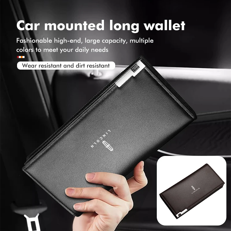 Car Logo Wallets Internal Classic Long Style Card Holder For Lincoln Mondeo MKZ MKX Aviator Navigator Continental Corsair