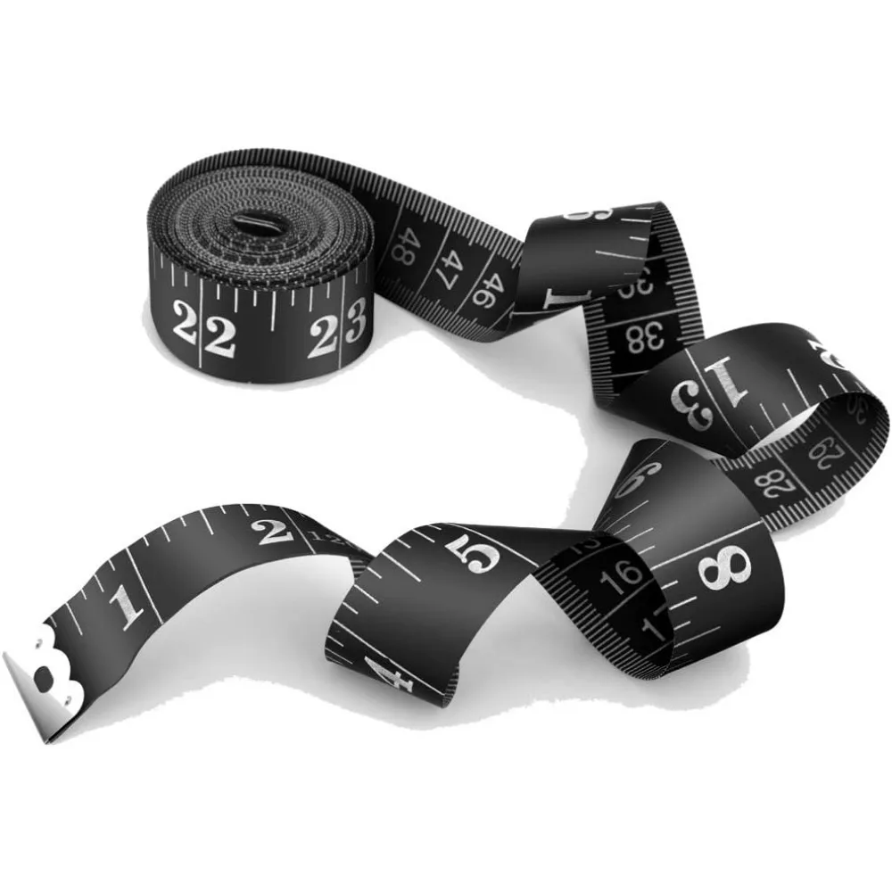 2er-Pack 120-Zoll-Maßband aus weichem Stoff mit doppelter Skala (schwarz).