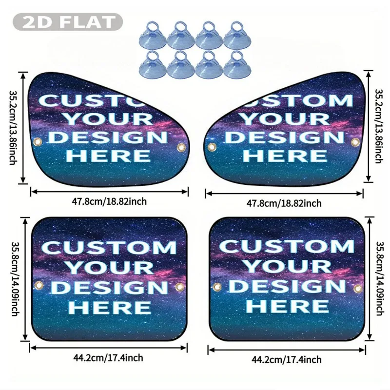 4pcs Custom Car Side Window Sunshades, with 8 Suction Cups, Sun-Proof and Heat-Insulating Sun Visors, Protect Your Privacy