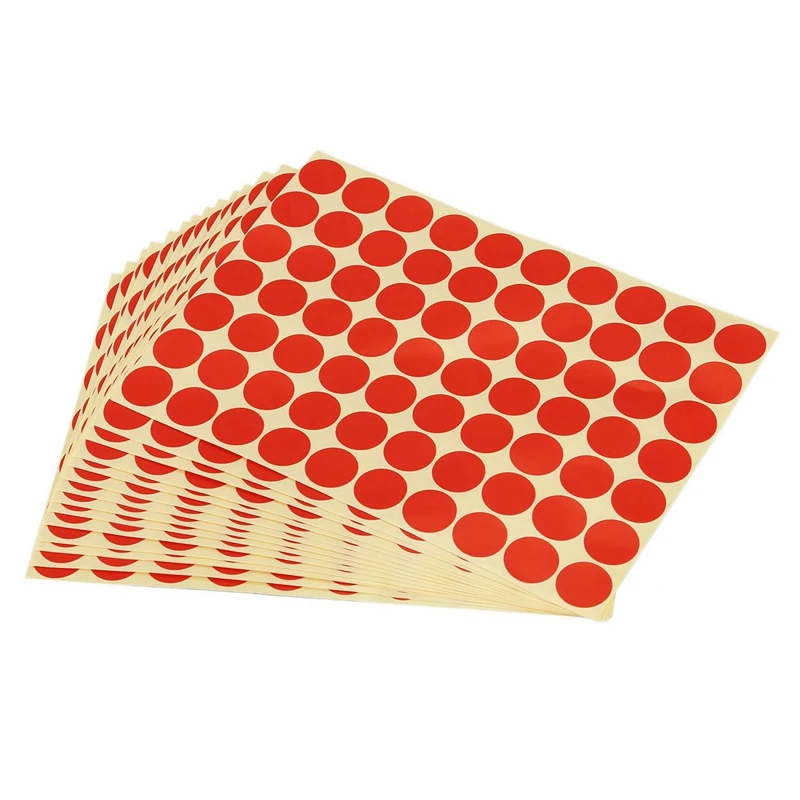 6Set 19Mm Circles Round Code Stickers Self Adhesive Sticky Labels Red