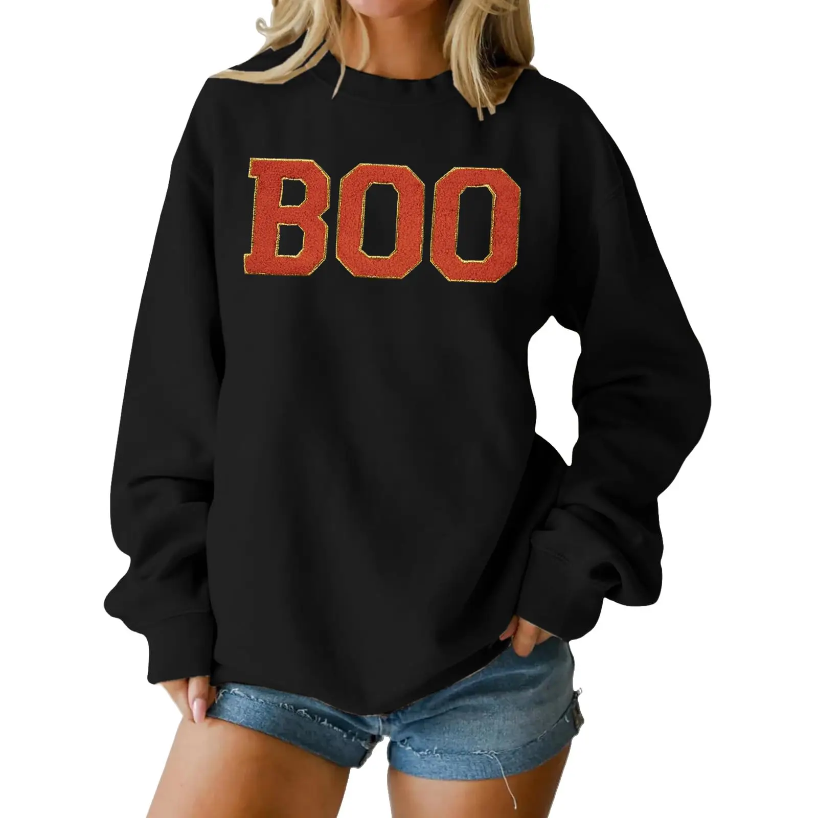 Nouveaux vêtements d'hiver femme col rond imprimé hauts coton décontracté mode à manches longues pull haut chemisier femme vêtements