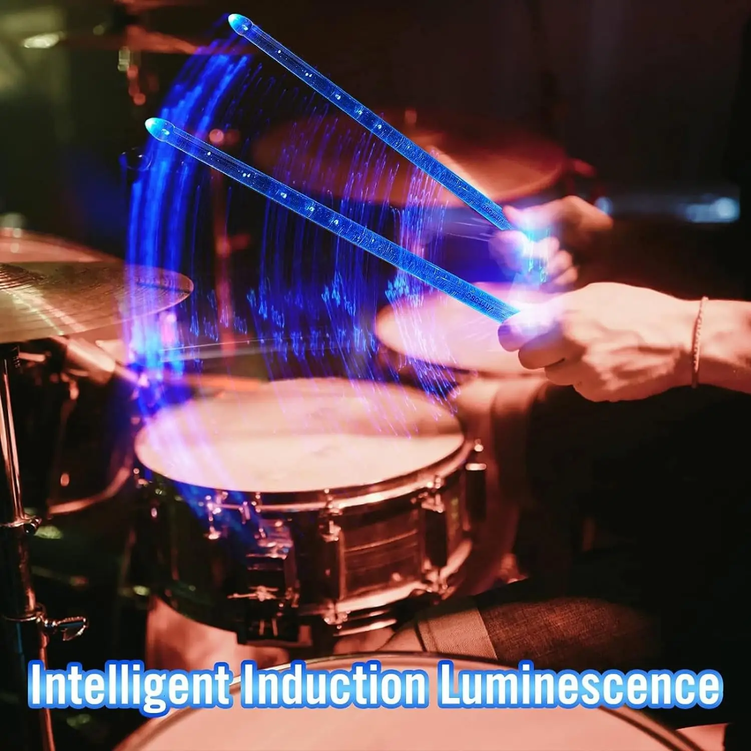 Blue Bright LED Light Up Drumsticks, 5A LED Light Up Drum Sticks, Glow in the Dark Night light Drum Sticks, Drummer Gift Durable