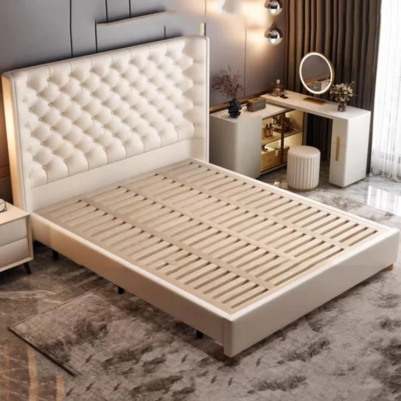 

Luxury King Size Massage Bed Modern Bedroom Floor Storage Frame Wooden Design Bed Sleeping Princess Muebles Salon Furniture