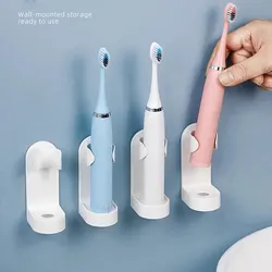 1pc Electric Toothbrush Holder Wall-Mounted Bathroom Adapt 90% Electric Toothbrush Holder Traceless Toothbrush Stand Rack