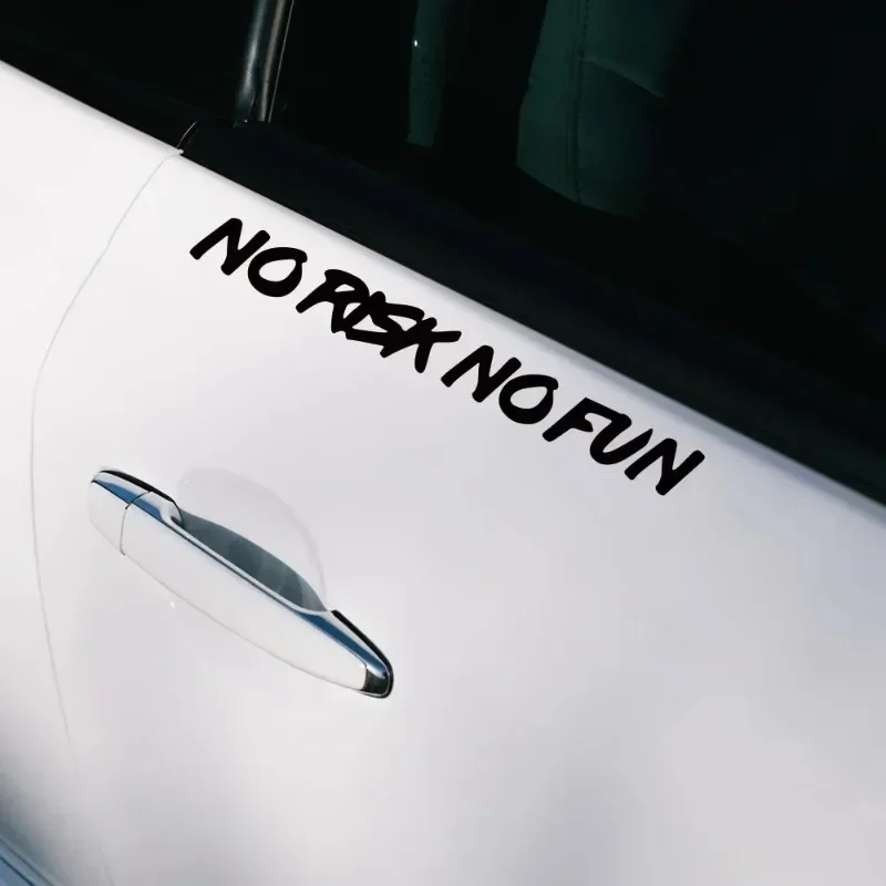 1PCS 22x2.4cm NO RISK NO FUN Car Sticker Vinyl Decal for Body Window Bumper Motorcycle Decor