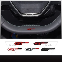 1PCS GT Steering Wheel Sticker Car Interior Center Console Metal Badge For Peugeot 206 306 3008 2008 5008 301 308 208 508 RCZ