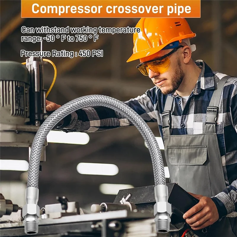 

AB41-перемычка промышленного класса для компрессора, с наружной резьбой, длина 20 дюймов, 450 фунтов на квадратный дюйм и 750 ° F, и мужские адаптеры