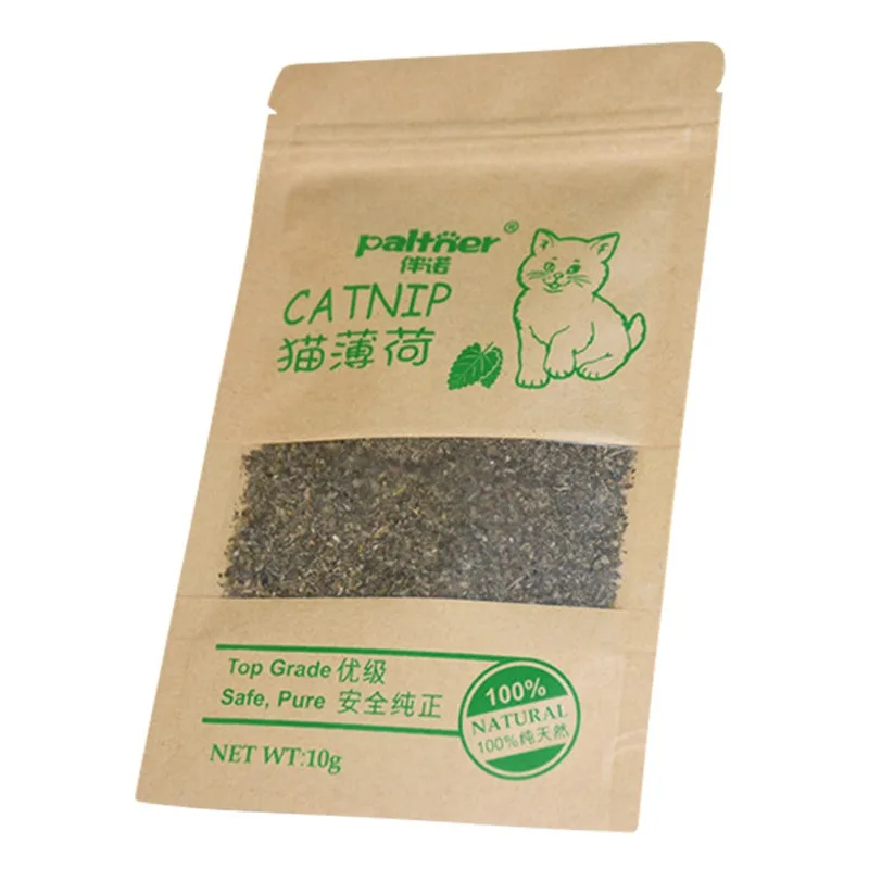 New Organic 100% Natural Cat Catnip Cattle Grass 10g Cat Mint Leaves Menthol Flavor Funny Cat Training Toy Cats Supplies