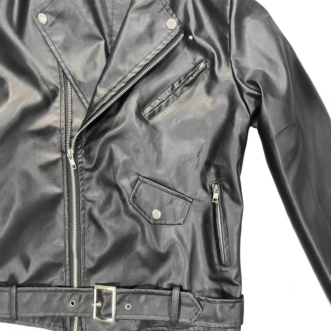 2025 Mens Fashion Leather Jacket Slim Fit Stand Collar PU Jacket Male Anti-wind Motorcycle Lapel Diagonal Zipper Punk Jackets