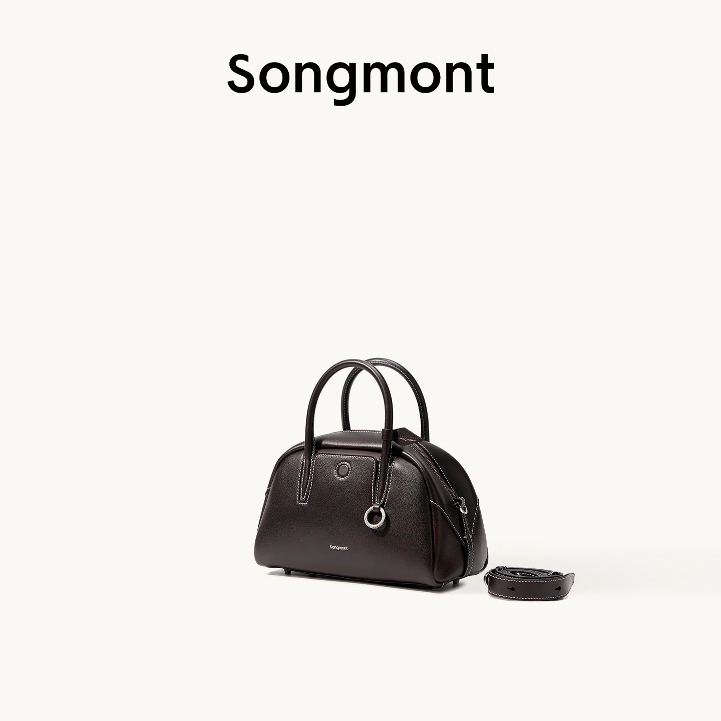2025 Summer Songmont Trace Mini Bowling Bag Boston Tote for Women Light Luxury Style